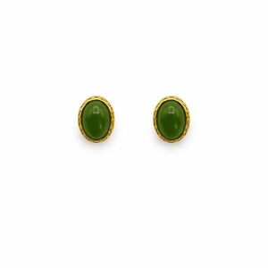 S925 Oval Jade Stud Earrings